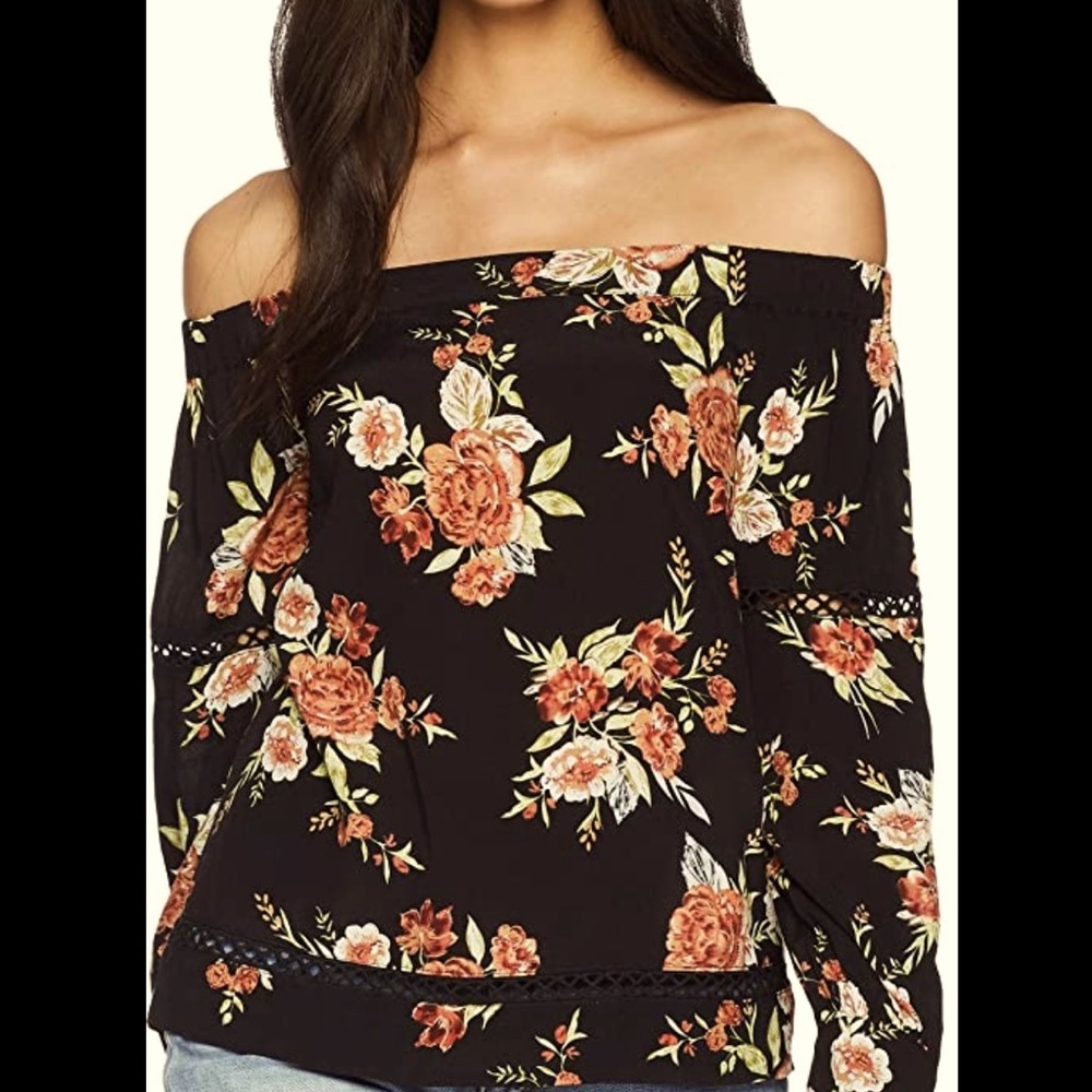 MINKPINK Women's WallFlower Floral Print Off Shoulder Top Size XS